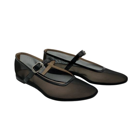 Le Monde Béryl Shoes - Le Monde Béryl Leather Trim Black Mary Jane Ballet Flats Size EU 41 / US 11